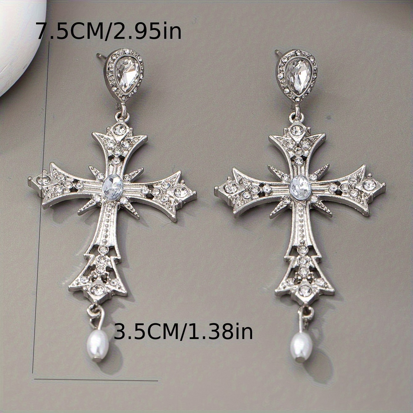 925 Silvery Posts Cross Pendant Earrings